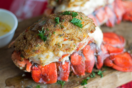 Crab and Bacon Stuffed Lobster Tails - CookingDivine.com